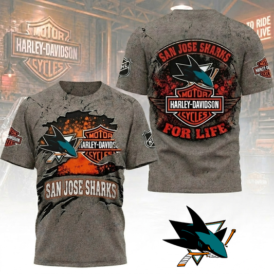 Premium NHL SJS x Harley Davidson For Life T-shirt V5 NMD CTKT