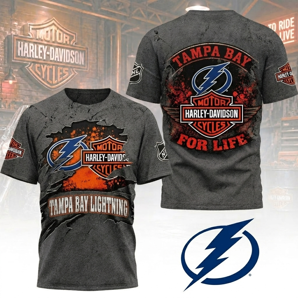 Premium NHL TBL x Harley Davidson For Life T-shirt V5 NMD CTKT