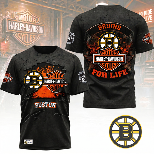 Premium NHL X BB Harley Davidson For Life 3D Shirt NDT VHM 180526