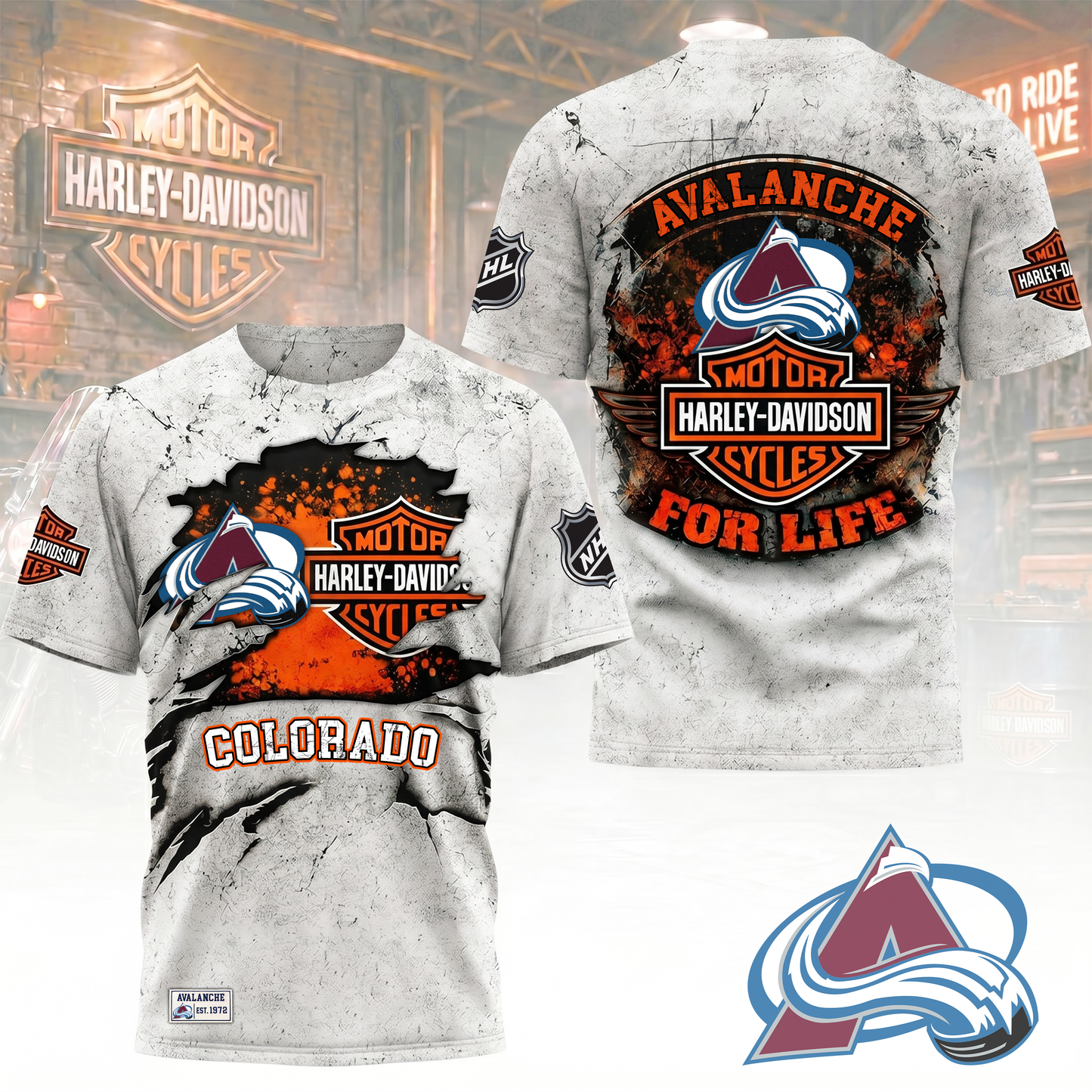Premium NHL X CA Harley Davidson For Life 3D Shirt NDT VHM 180526