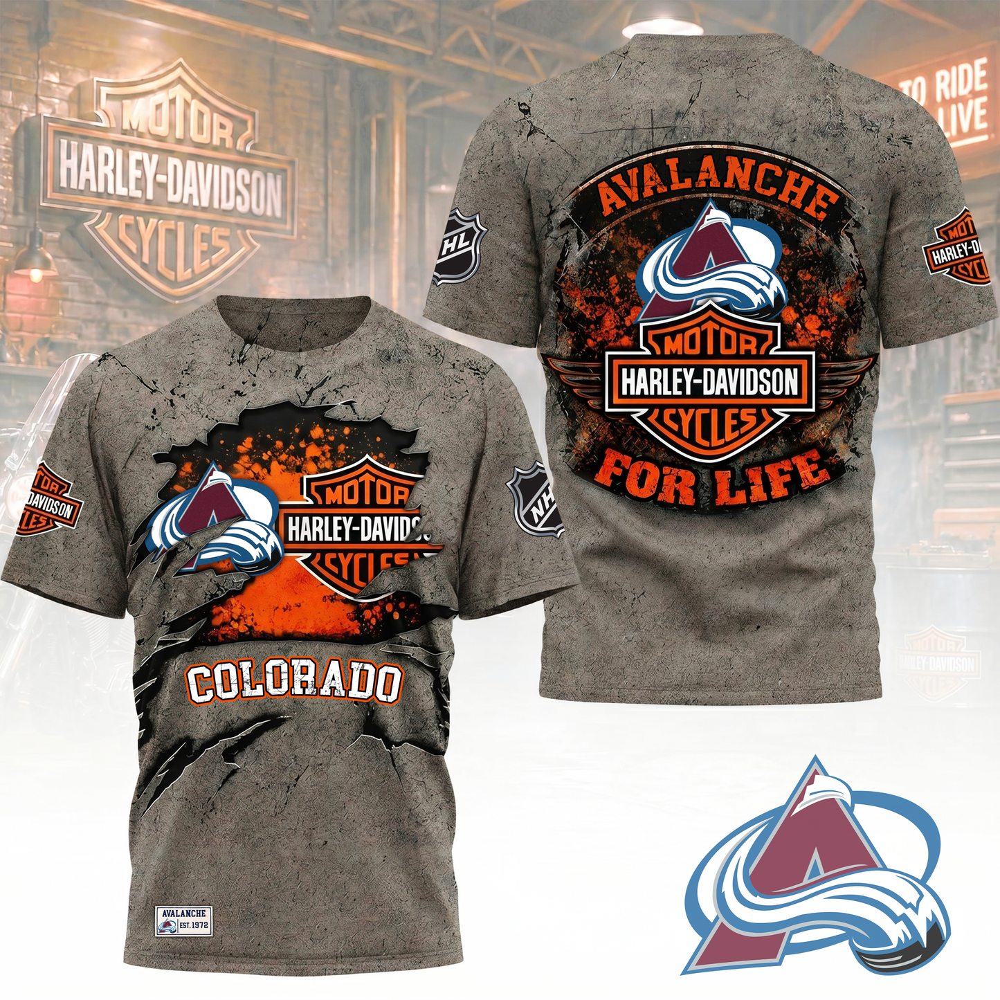 Premium NHL X CA Harley Davidson For Life 3D Shirt NDT VHM 180526
