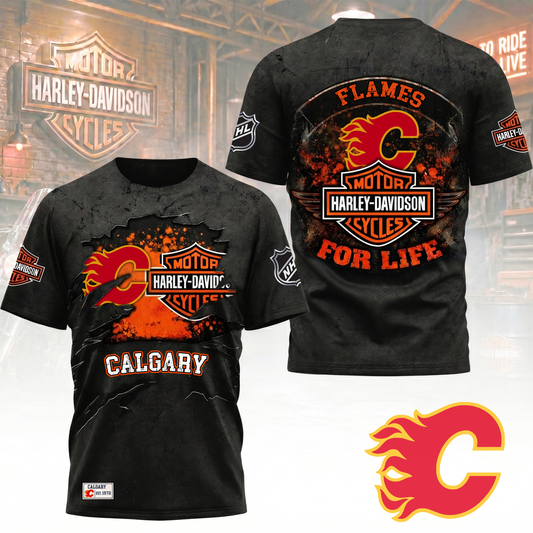Premium NHL X CF Harley Davidson For Life 3D Shirt NDT VHM 180526