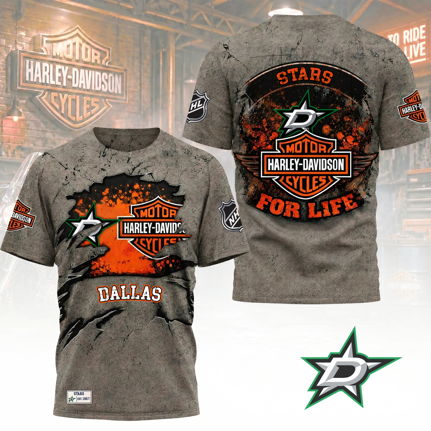 Premium NHL X DS Harley Davidson For Life 3D Shirt NDT VHM 180526