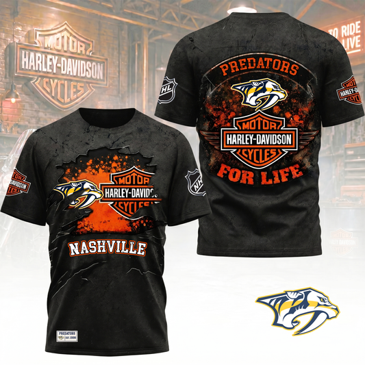 Premium NHL X NP Harley Davidson For Life 3D Shirt NDT VHM 180526
