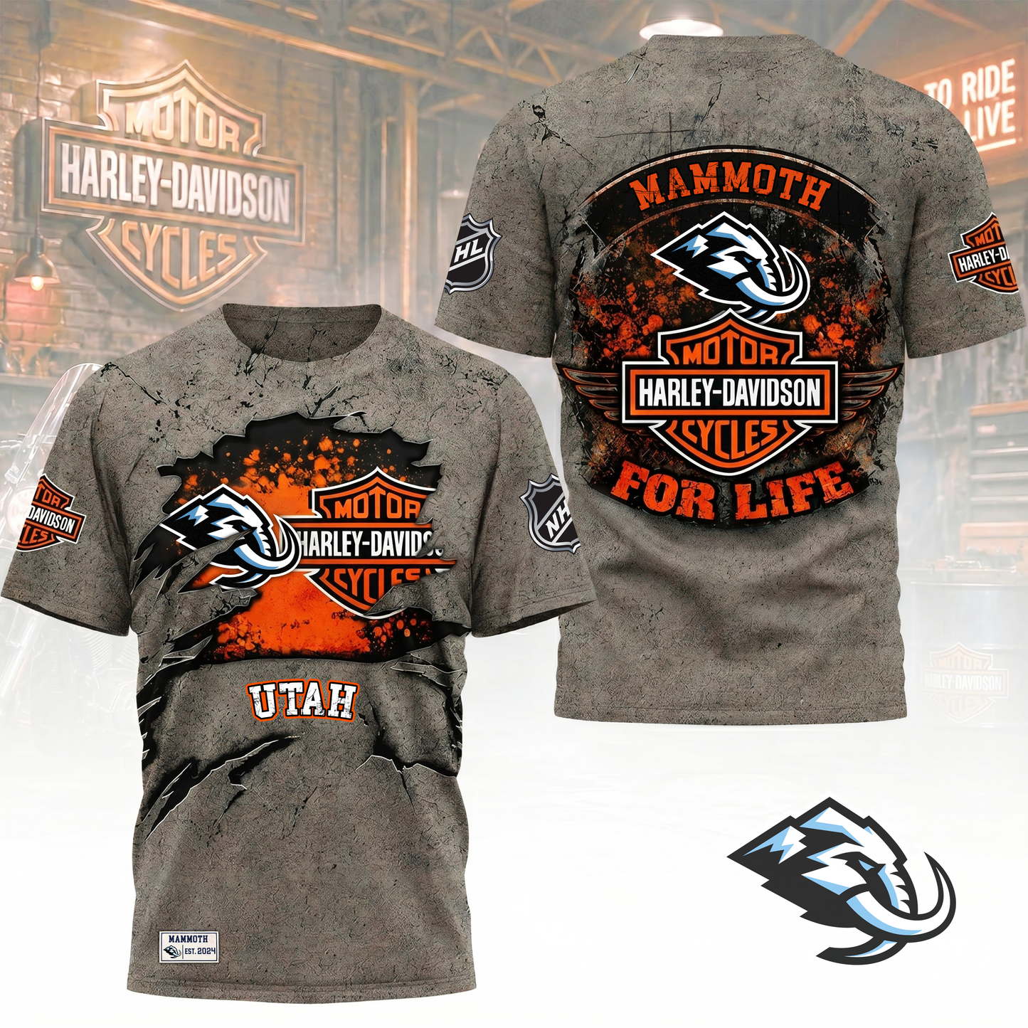 Premium NHL X UM Harley Davidson For Life 3D Shirt NDT VHM 180526