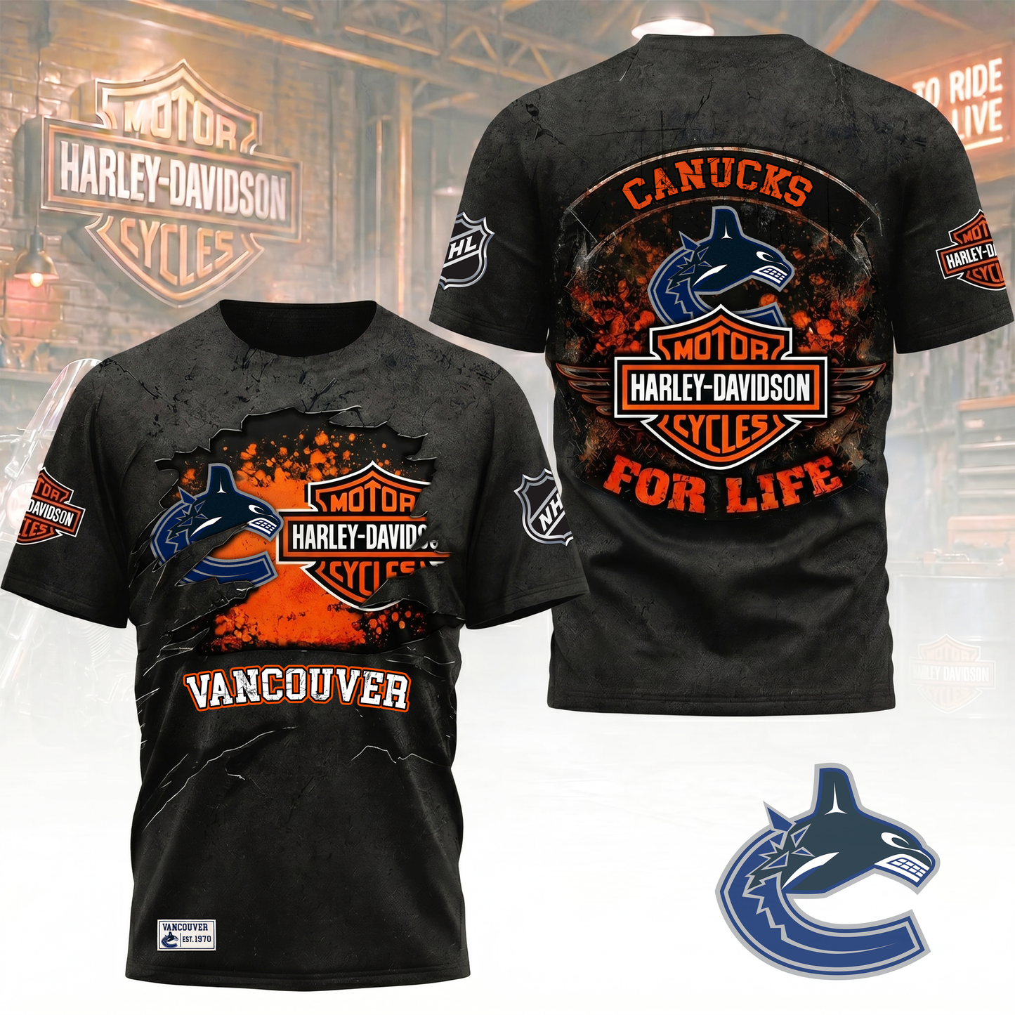 Premium NHL X VC Harley Davidson For Life 3D Shirt NDT VHM 180526