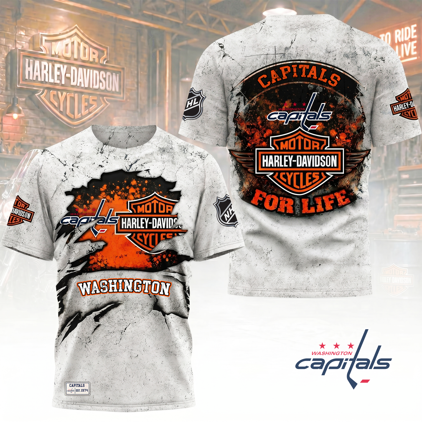 Premium NHL X WC Harley Davidson For Life 3D Shirt NDT VHM 180526
