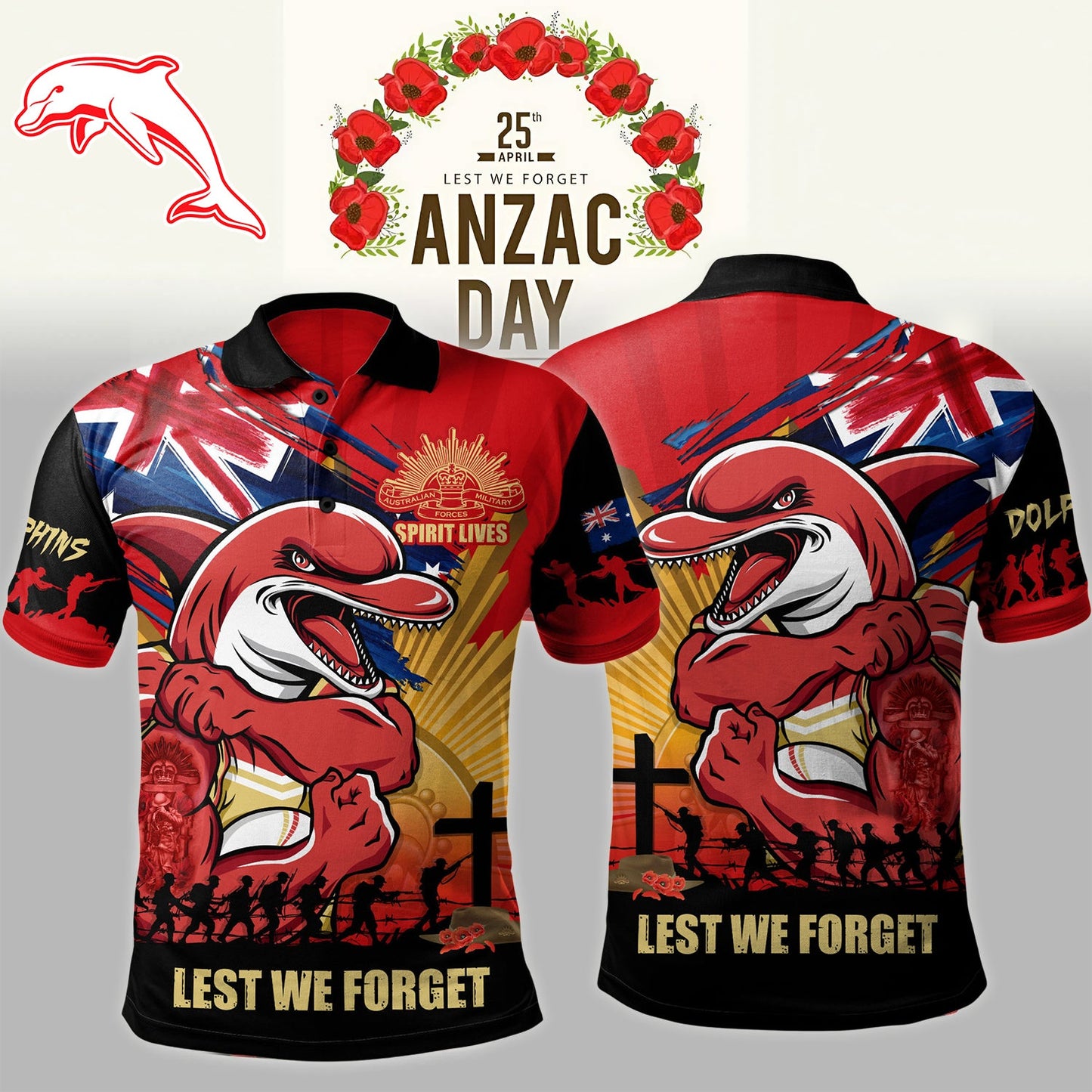 Premium NRL X DOL Polo Shirt Fearless ANZAC Defender NDT NHM