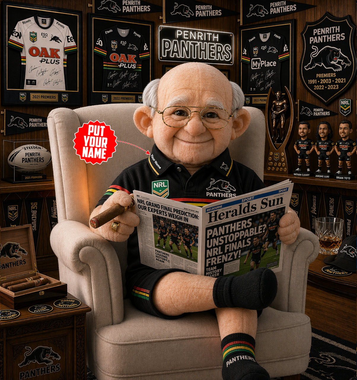 Premium NRL X PP Heritage Custome name  Grandpa Collectible Plush NDT LVH 210426