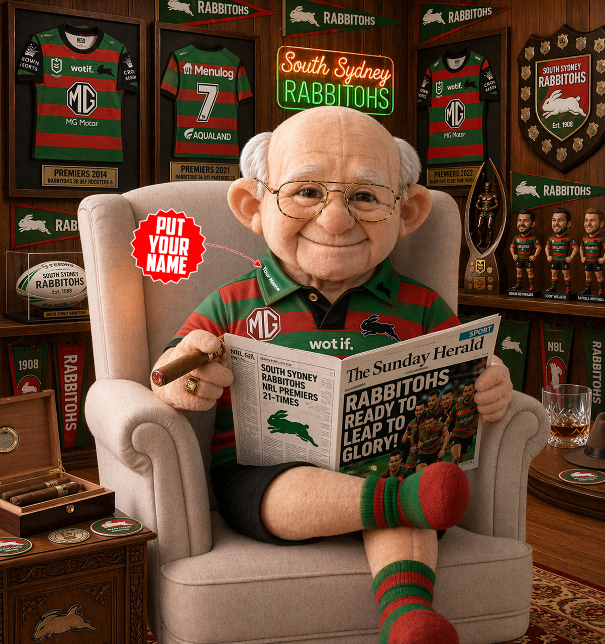 Premium NRL X SSR Heritage Custome name  Grandpa Collectible Plush NDT LVH 210426