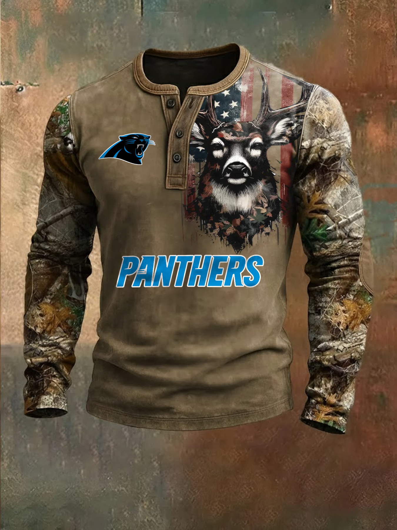 Premium NFL X CAR Retro Western Deer Henley Long Sleeve Shirt NDT NHM 311225