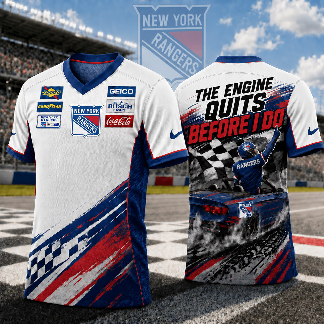Premium NHL X NYR Speedway NASCAR Fan Jersey Shirt NDT NTN 180526