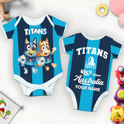 Premium NRL X GCT Bluey & Bingo  Baby Romper Custom Name For Kids V4 NDT LVH 230326