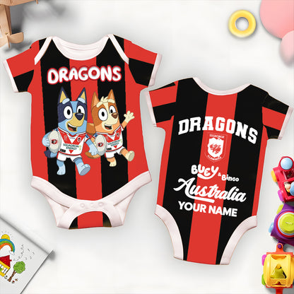 Premium NRL X SID Bluey & Bingo  Baby Romper Custom Name For Kids V4 NDT LVH 230326