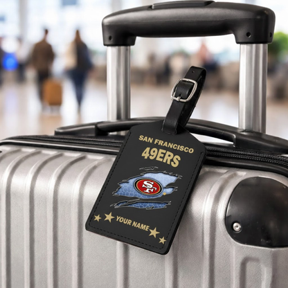 Premium NFL x SF Personalized Leather Luggage Tag NDT VHM 170126