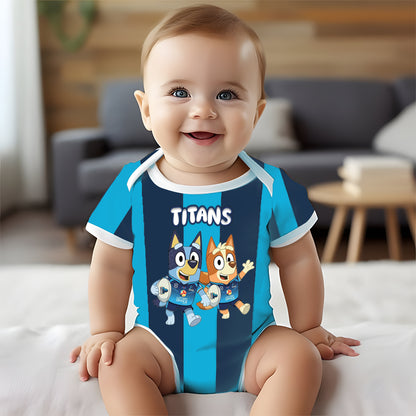 Premium NRL X GCT Bluey & Bingo  Baby Romper Custom Name For Kids V4 NDT LVH 230326