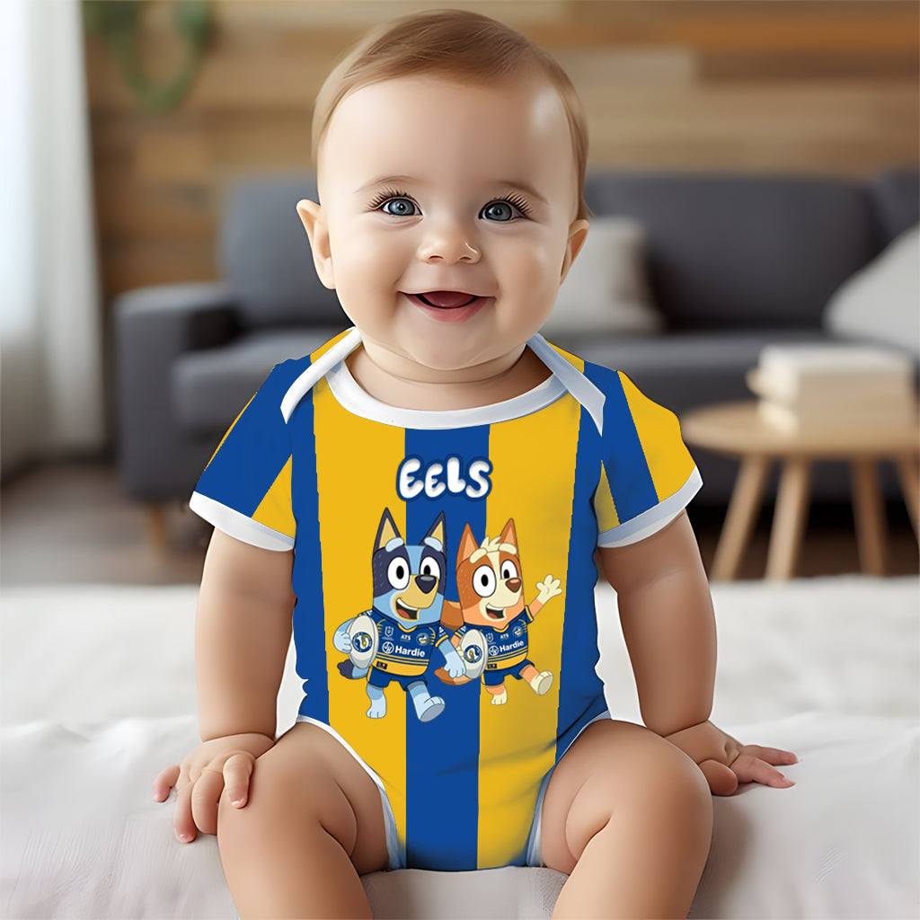 Premium NRL X PE Bluey & Bingo  Baby Romper Custom Name For Kids V4 NDT LVH 230326