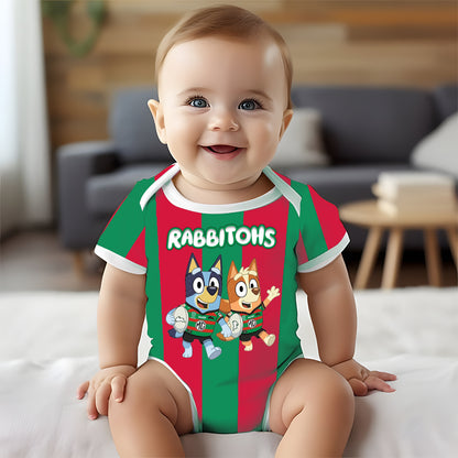 Premium NRL X SSR Bluey & Bingo  Baby Romper Custom Name For Kids V4 NDT LVH 230326
