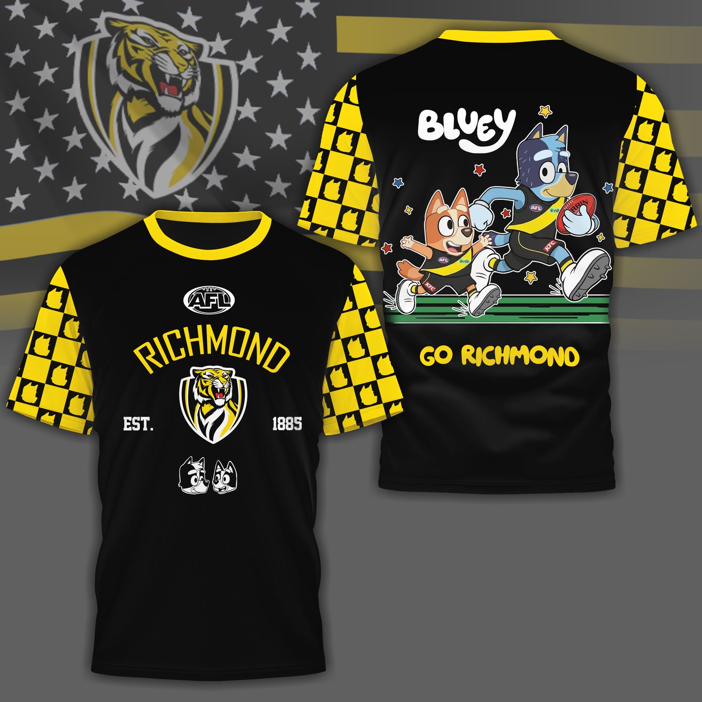 RT x AFL Premium Bluey 3D Shirt DDT TTTZ