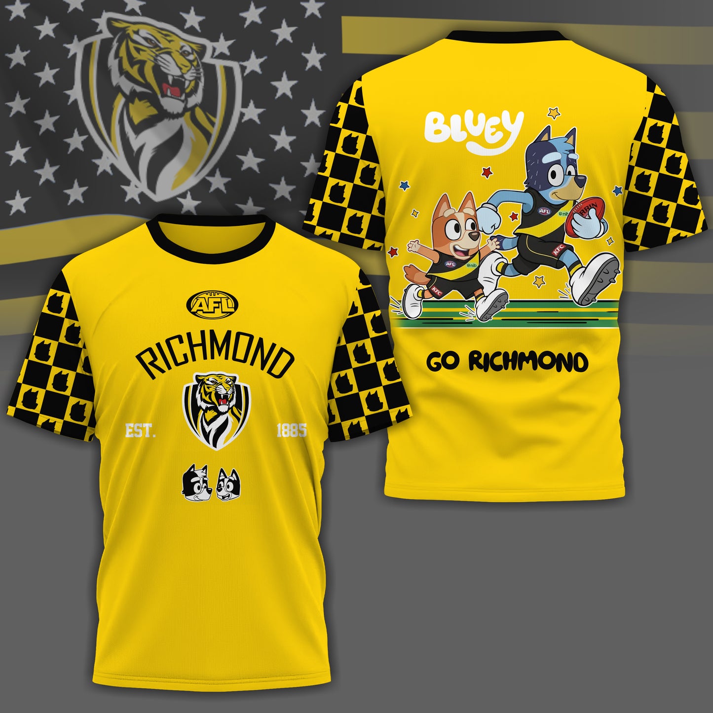 RT x AFL Premium Bluey 3D Shirt DDT TTTZ