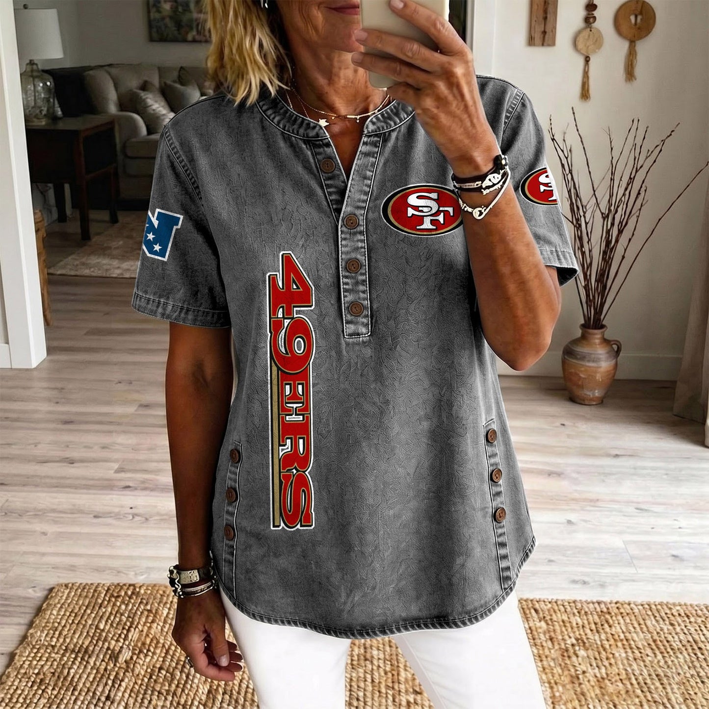 SAN x NFL Women‘s Denim Casual Tops DATND LBN 190526