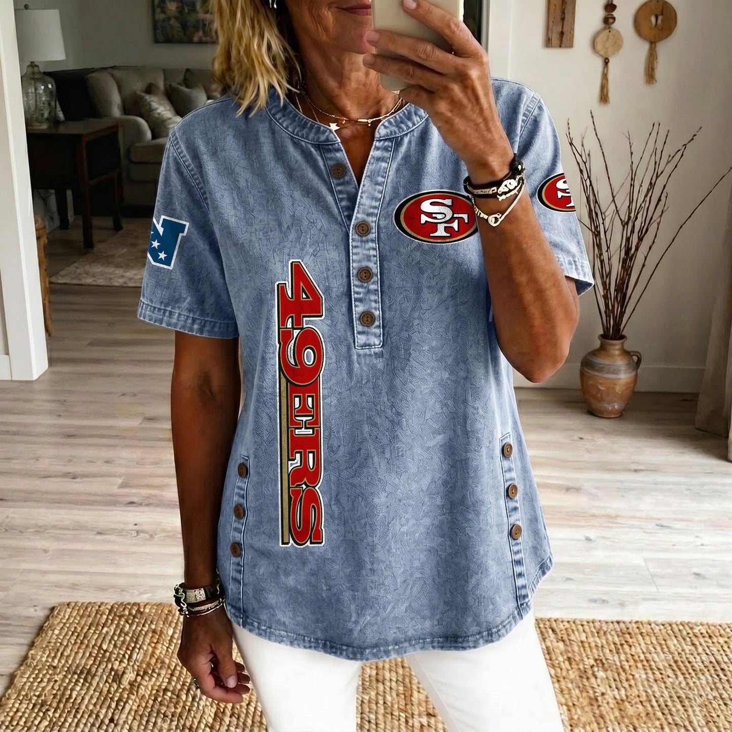 SAN x NFL Women‘s Denim Casual Tops DATND LBN 190526