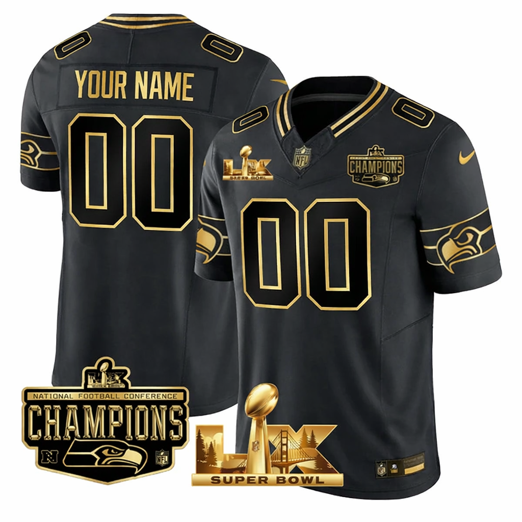 SEA NFC Champs & S.B LX Patch Gold Vapor Jersey DDT  NTL