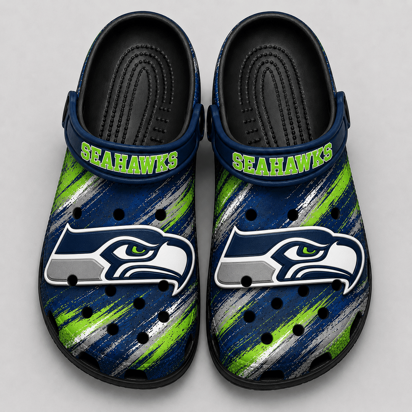 SEA Premium NFL Game Day Football Fan Sport Clogs Crocs Abstract Scratch 1706