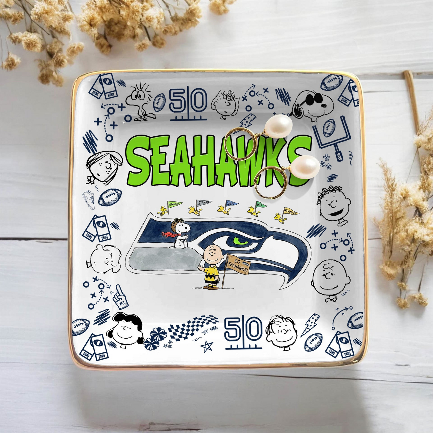SEA x NFL Premium NFL Snoopy Jewelry Dish 0406 DatND DVT