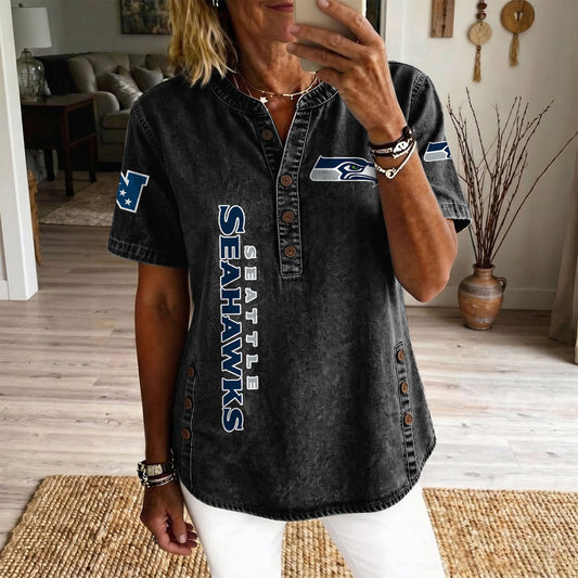 SEA x NFL Women‘s Denim Casual Tops DATND LBN 190526