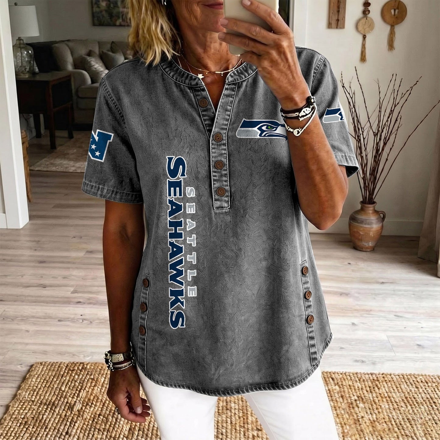 SEA x NFL Women‘s Denim Casual Tops DATND LBN 190526
