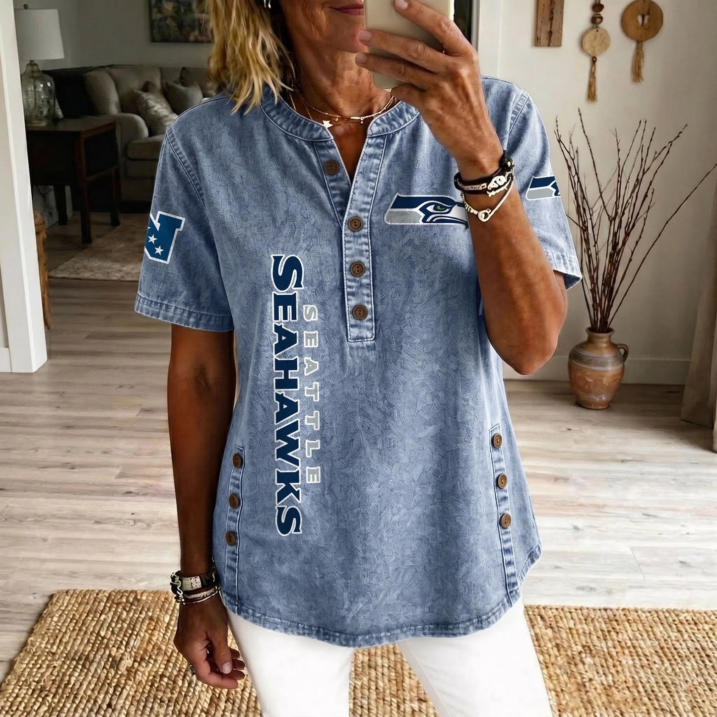SEA x NFL Women‘s Denim Casual Tops DATND LBN 190526