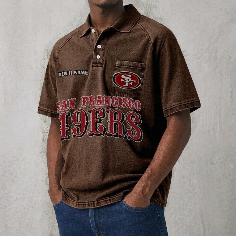 SF x NFL Men's Distressed Turn-Down Collar Polo DATND TANTD 250526