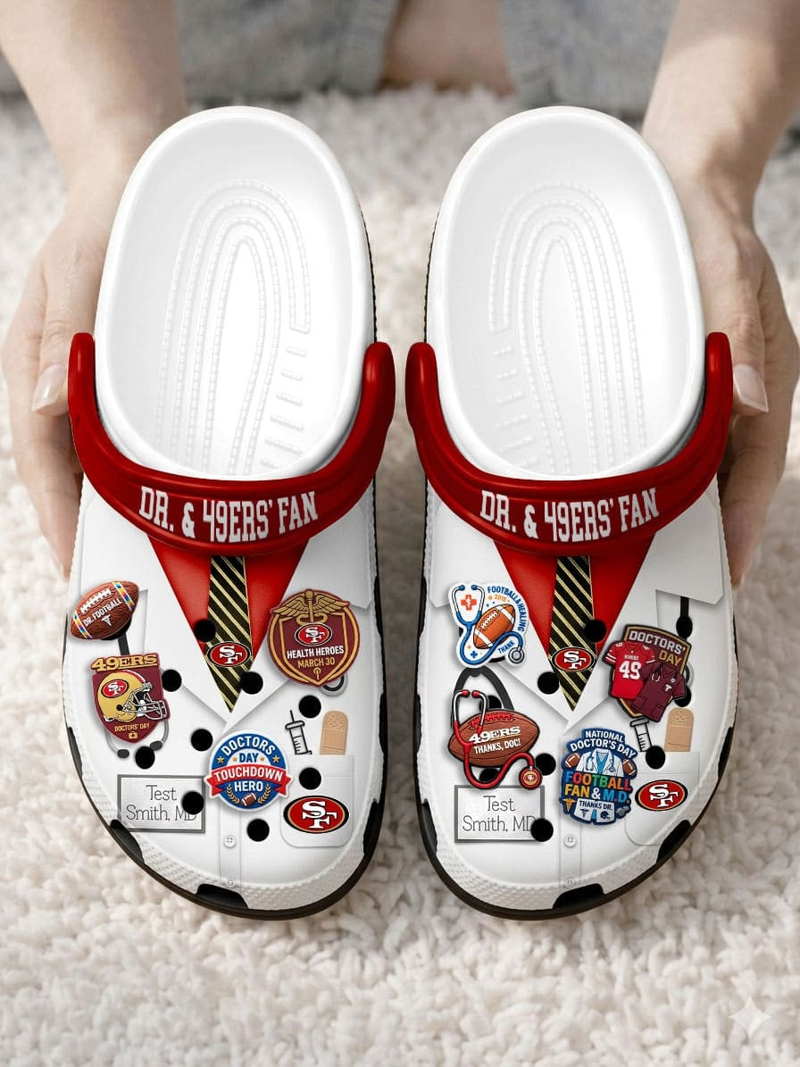 SF49 PREMIUM NFL NATIONAL DOCTOR'S DAY CLOGS WITH 8 CHARMS DDT  CTND