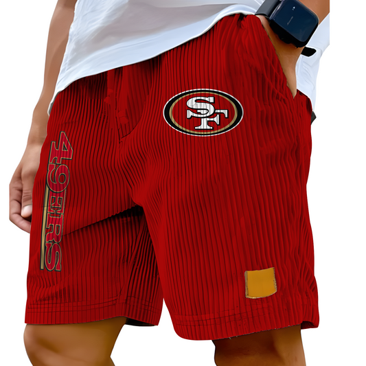 SF x NFL Vintage Embroidered Logo Corduroy Stylish Lace-up Casual Shorts DATND TANTD 220526