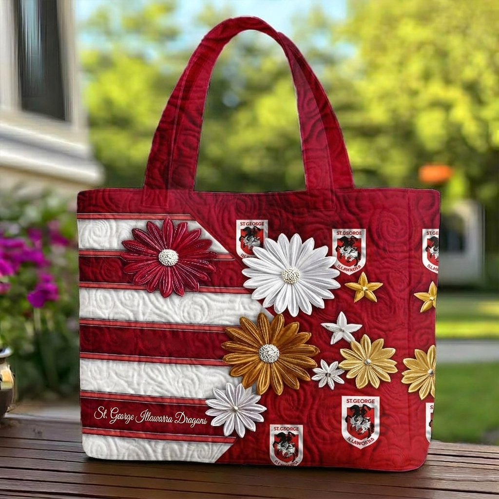SGID x NRL Flowers Quilted Tote Bag Custom Name Gifts For Fan DDT LBN