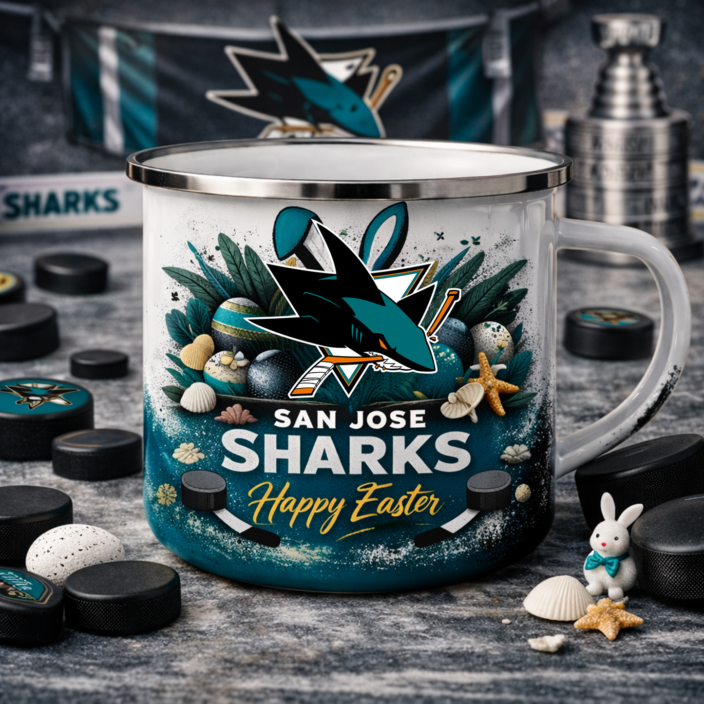 SJS X NHL Easter-themed enamel mug 0703 NAK NHT