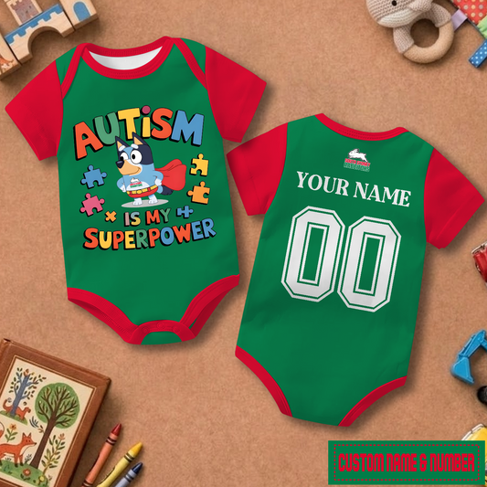 SOU x NRL Custom Name & Number  Baby Romper DATND TANTD