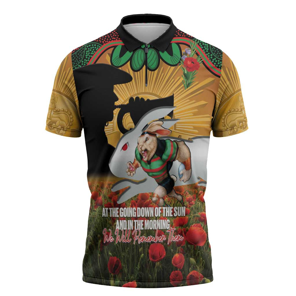 SOU x NRL Rugby ANZAC Day Zipper Polo Shirt Last Post Poppy We Will Remember Them LT14 DatND DVT