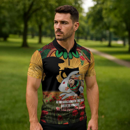 SOU x NRL Rugby ANZAC Day Zipper Polo Shirt Last Post Poppy We Will Remember Them LT14 DatND DVT