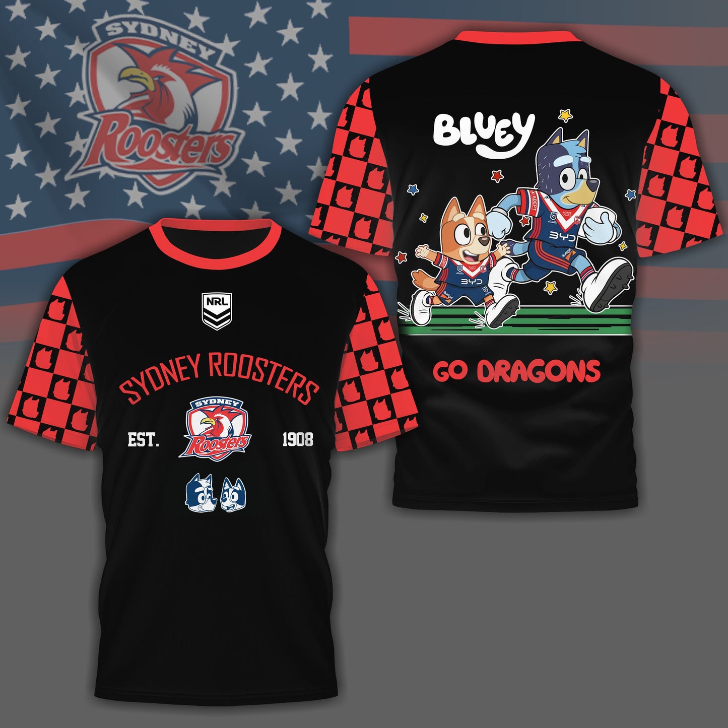 SR x NRL Premium Bluey 3D Shirt DDT TTTZ