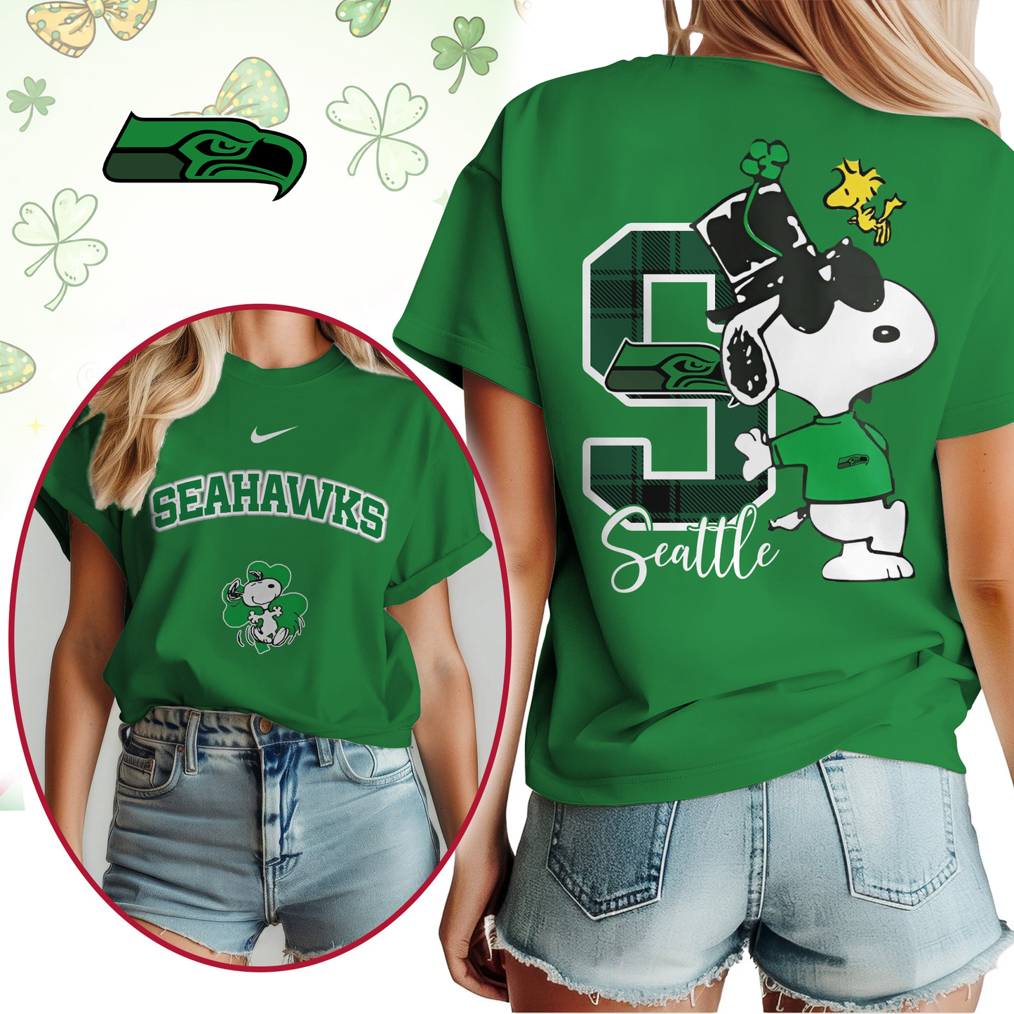 SS Premium NFL Snoopy St. Patricks Day Shirt DDT NTL