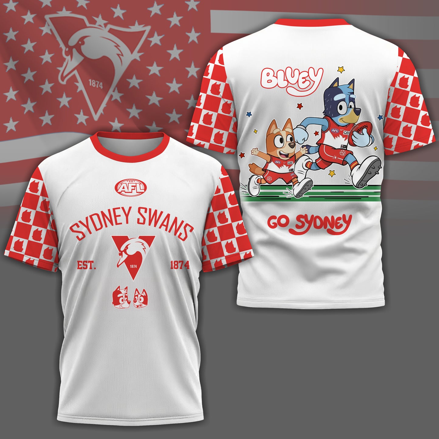 SS x AFL Premium Bluey 3D Shirt DDT TTTZ