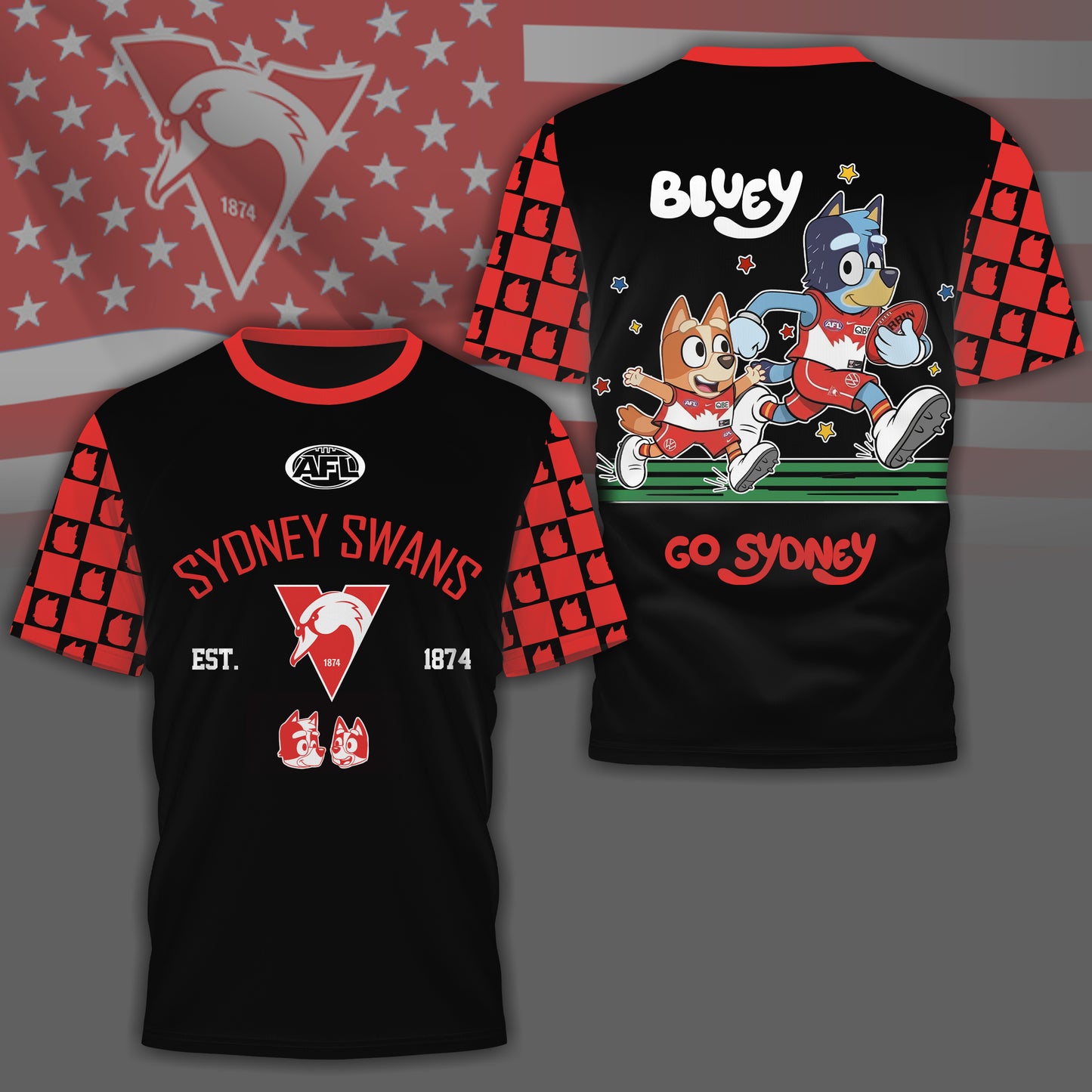SS x AFL Premium Bluey 3D Shirt DDT TTTZ