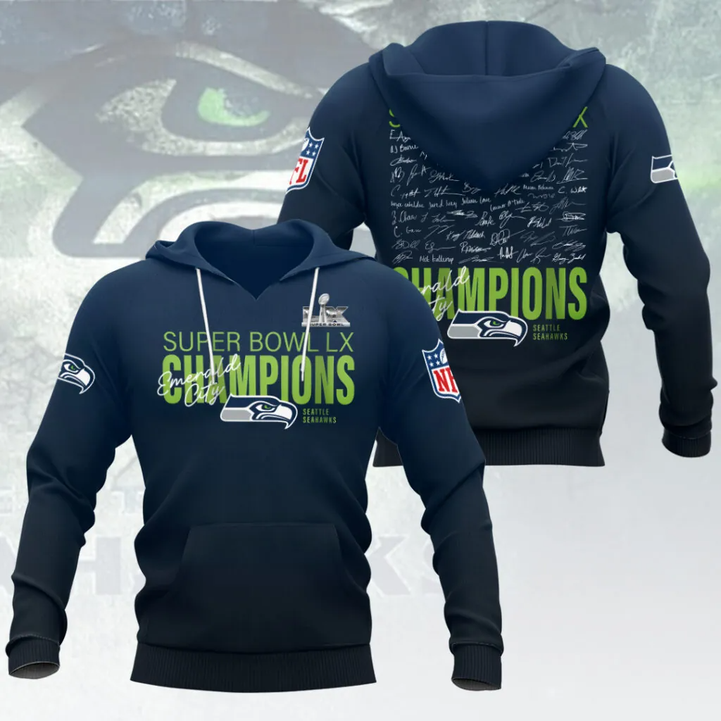 SS x NFL Super Bowl LX Champions V34 3D Shirt DDT NTL