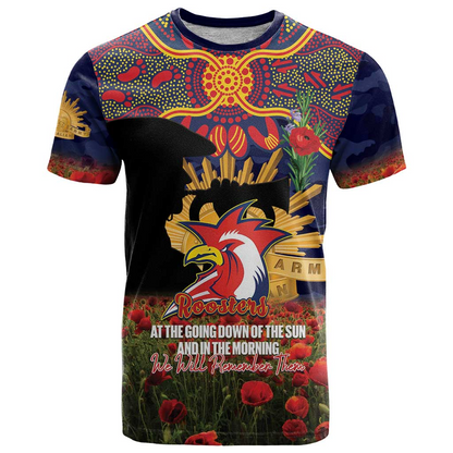 SYD x NRL Rugby ANZAC Day Women V-Neck T-Shirt Last Post Poppy We Will Remember Them DatND DVT