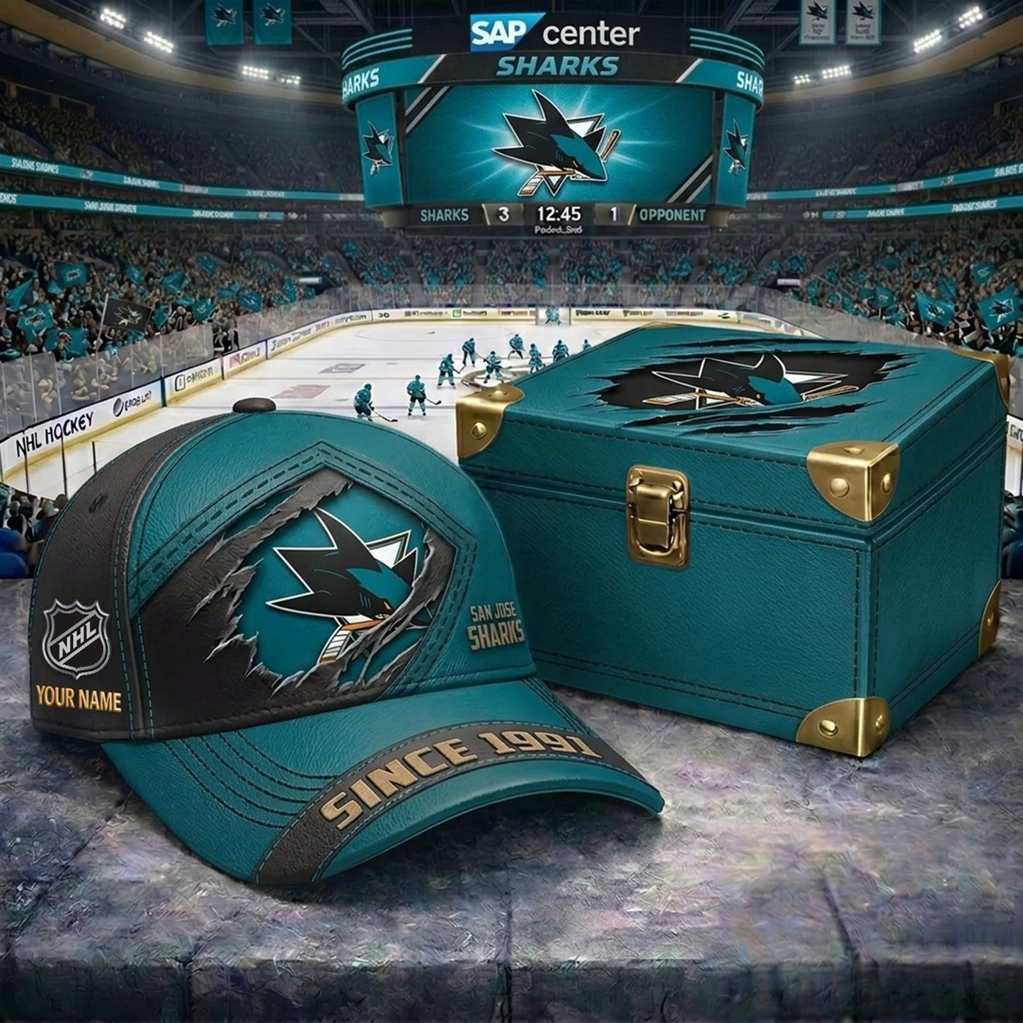 Signature Series NHL x SJS BESPOKE CRACK CUSTOM NAME HAT V1 PLUS NDT NHM 250426