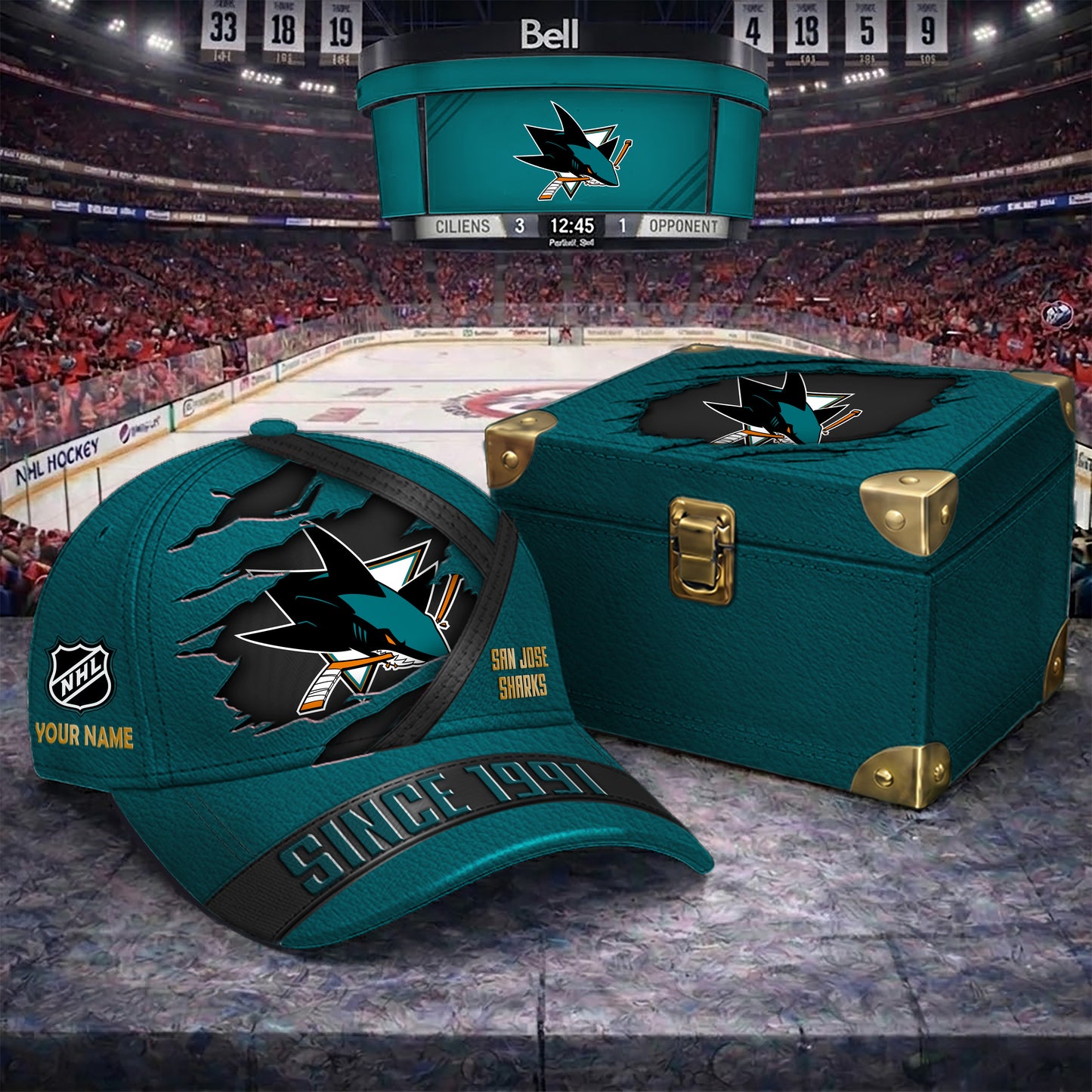 Signature Series NHL x SJS  BESPOKE CRACK CUSTOM NAME HAT V2 PLUS NDT NTN 250426