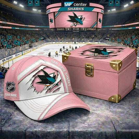 Signature Series NHL x SJS BESPOKE PASTEL PINK CRACK CUSTOM NAME HAT V03 NDT NHM 280426