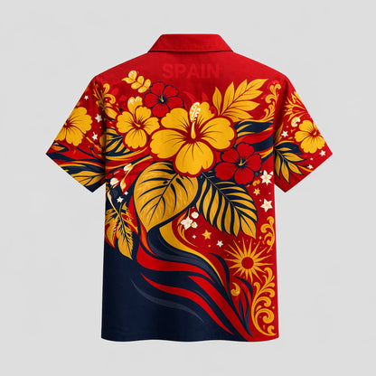 Spain World Cup 2026 Floral Hawaiian Shirt PVT02 DATND LBN 90526
